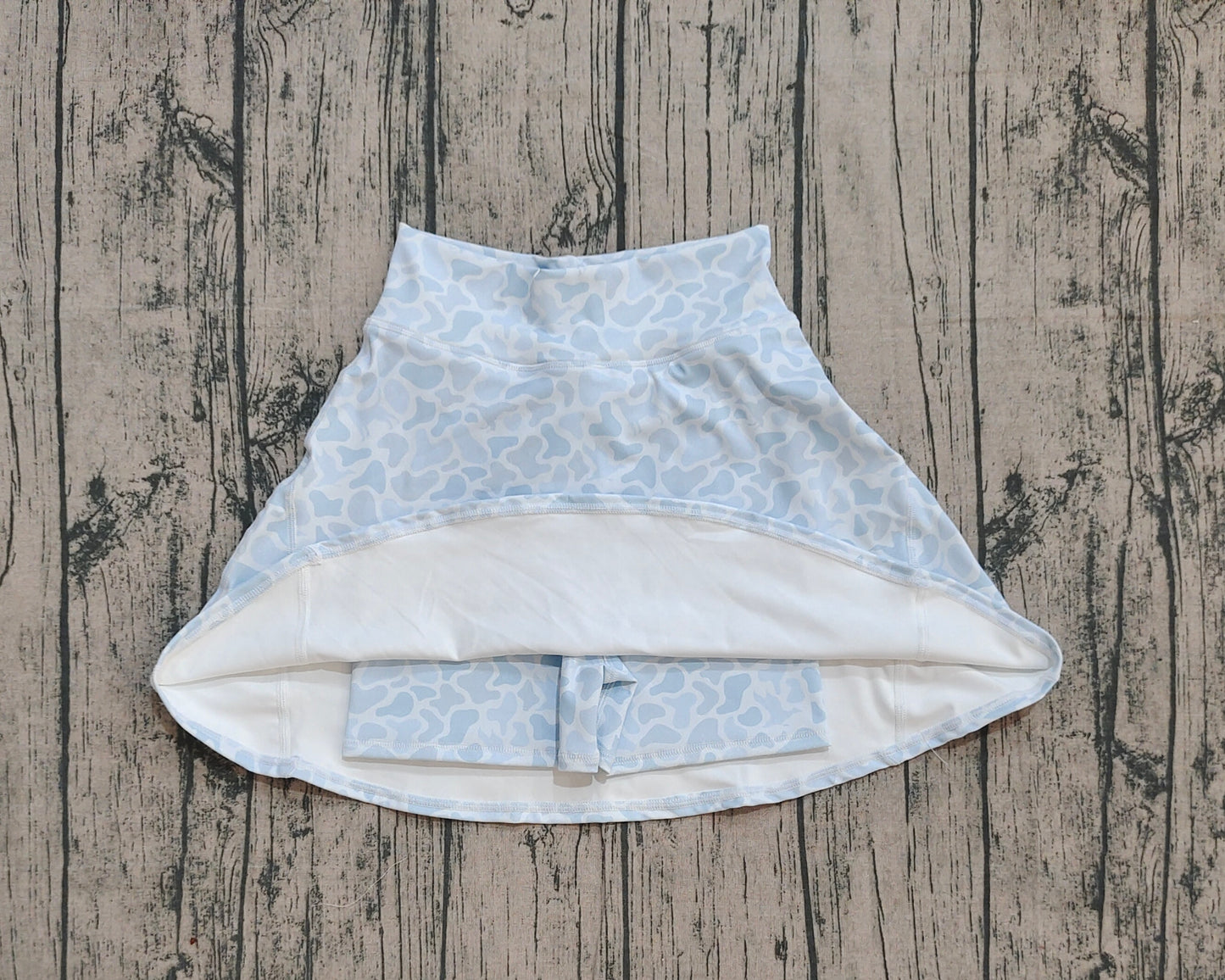 Adult Women Light Grey Camo Print Yoga Active Skirt Shorts Bottom