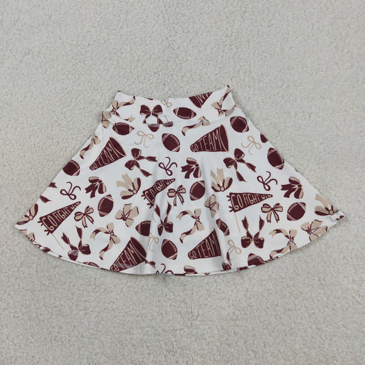 Baby Girls Dark Red Bows Go Team Yoga Skirt Shorts Bottom