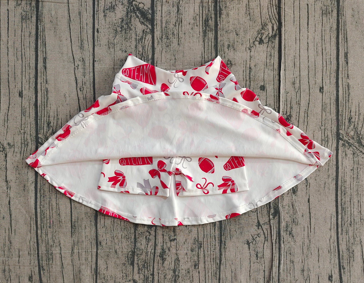 Baby Girls Red Bows Go Team Yoga Skirt Shorts Bottom Preorder