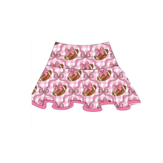 Baby Girls Pink Checked Bows Footballs Team Yoga Skirt Shorts Bottom Preorder