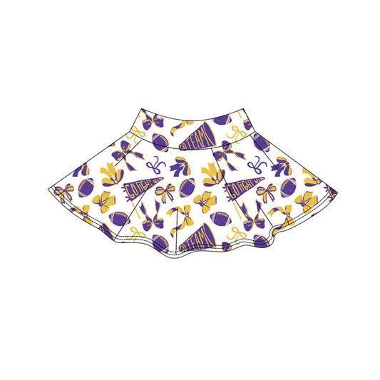 Baby Girls Purple Yellow Bows Footballs Go Team Yoga Skirt Shorts Bottom Preorder