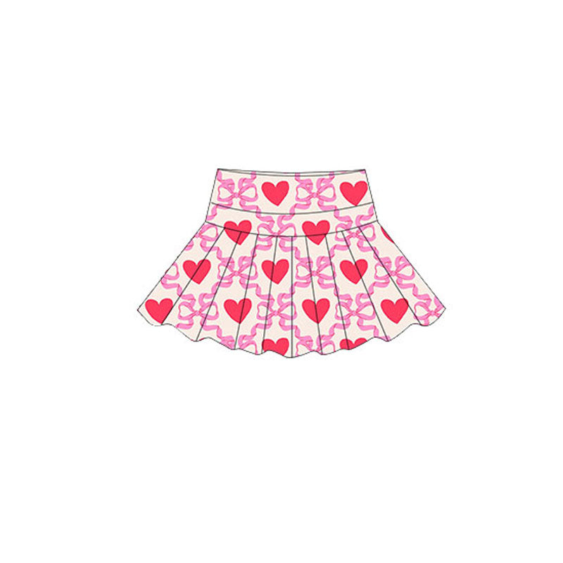 Baby Girls Pink Bows Hearts Plaid Valentine Yoga Skirt Shorts Bottom Preorder