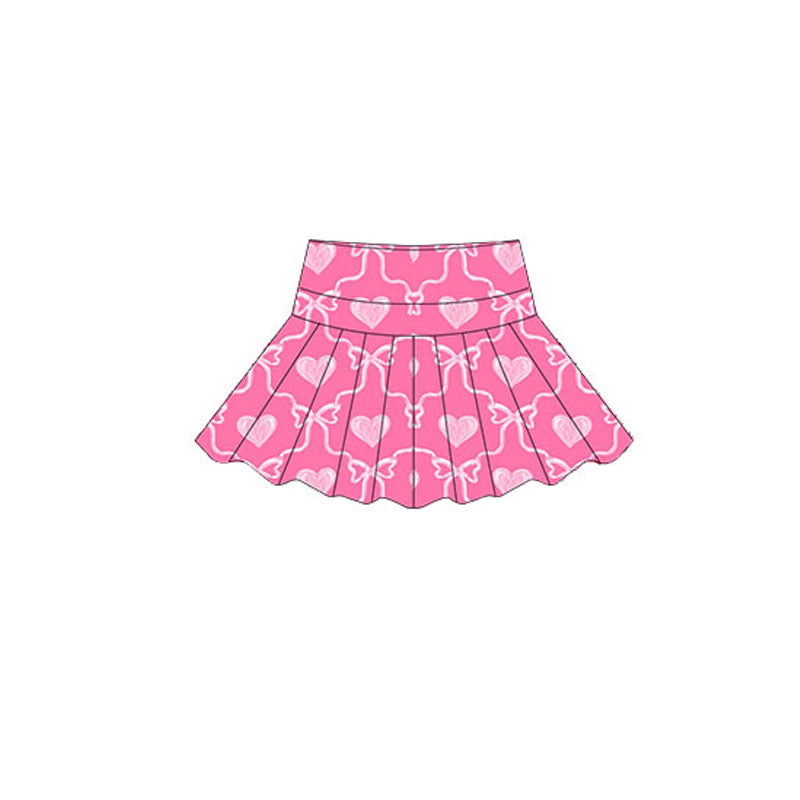 Baby Girls Pink Bows Hearts Plaid Valentine Yoga Skirt Shorts Bottom Preorder