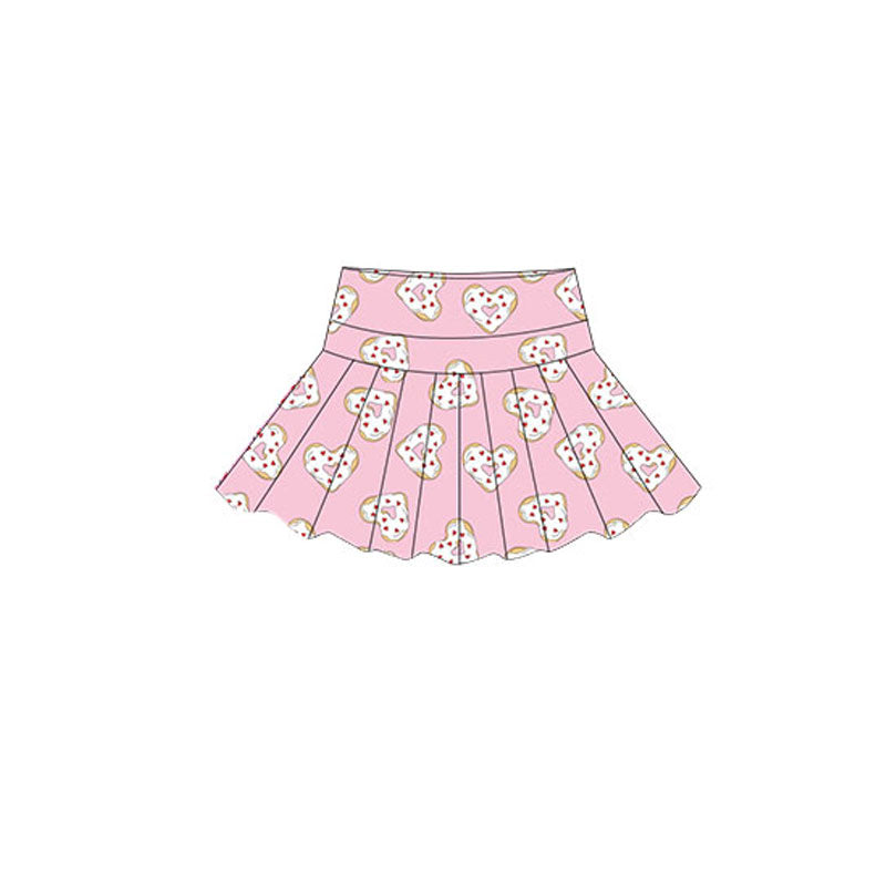 Baby Girls Pink Hearts Donuts Valentine Yoga Skirt Shorts Bottom Preorder
