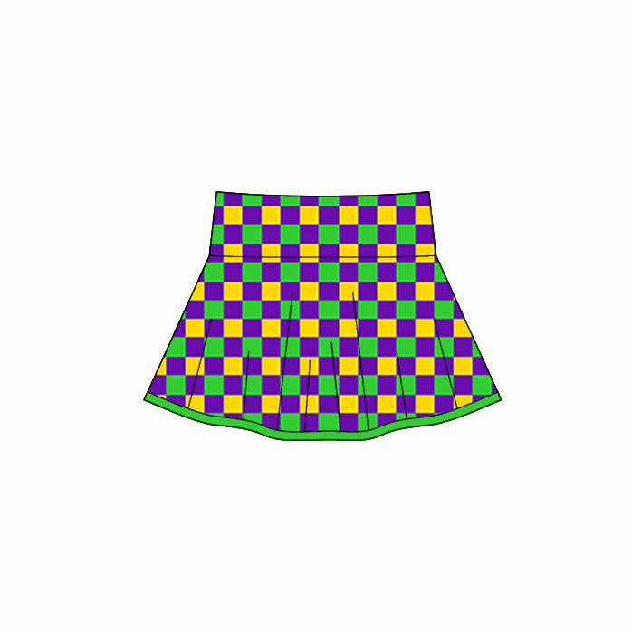 Baby Girls Mardigras Checked Yoga Skirt Shorts Bottom Preorder