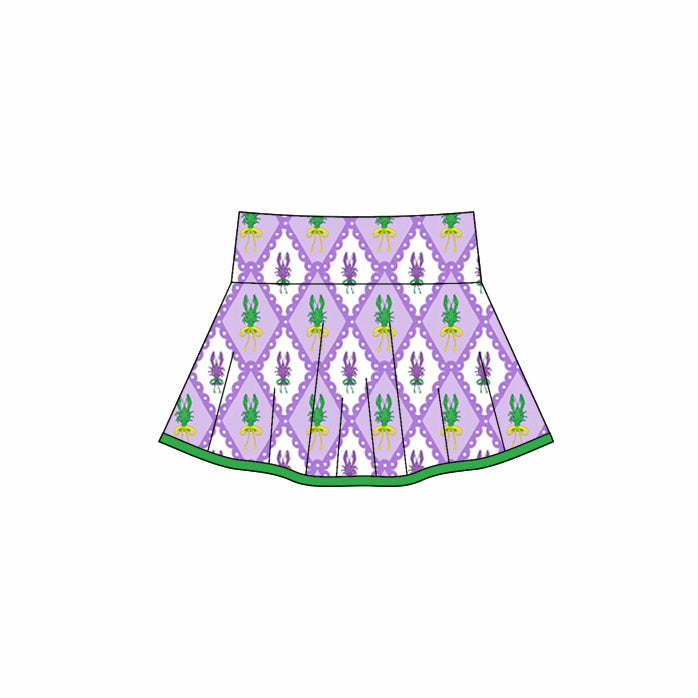 Baby Girls Mardigras Crayfishes Checked Yoga Skirt Shorts Bottom Preorder