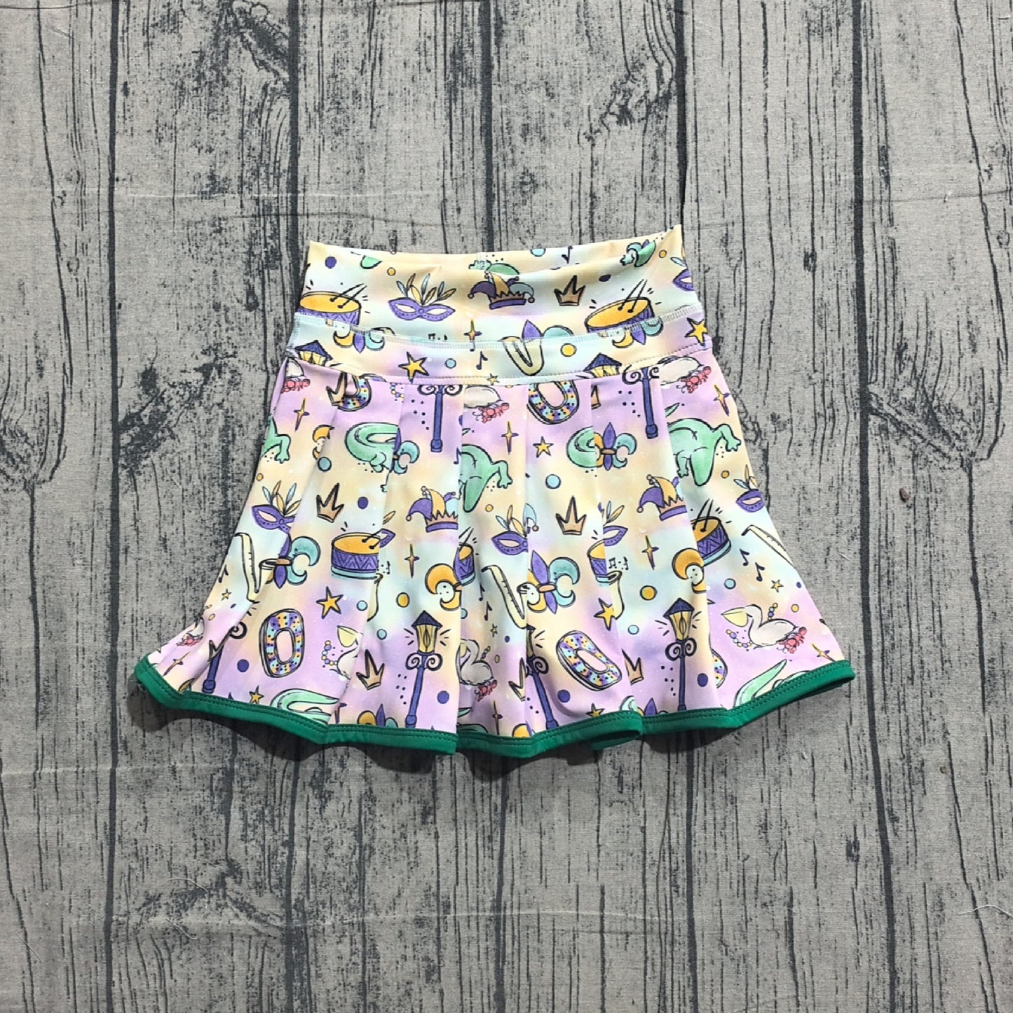 Baby Girls Mardigras Anchors Crocodiles Yoga Active Skirt Shorts Bottom