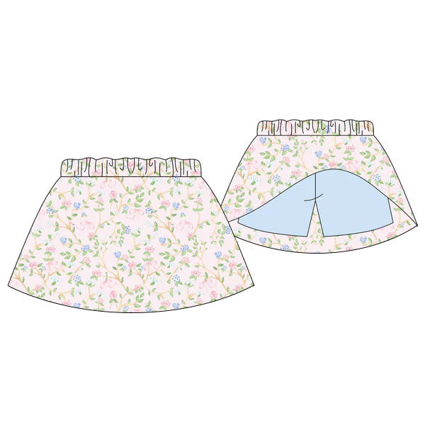 Baby Girls Blue Pink Flowers Plaid Skirt Shorts Bottom Preorder