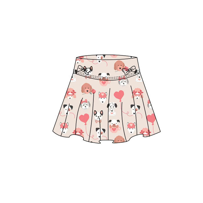 Baby Girls Dogs Hearts Bows Yoga Skirt Shorts Bottom Preorder