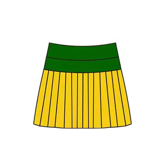 Baby Girls Mardigras Green Yellow Stripe Yoga Pleated Skirt Shorts Bottom Preorder