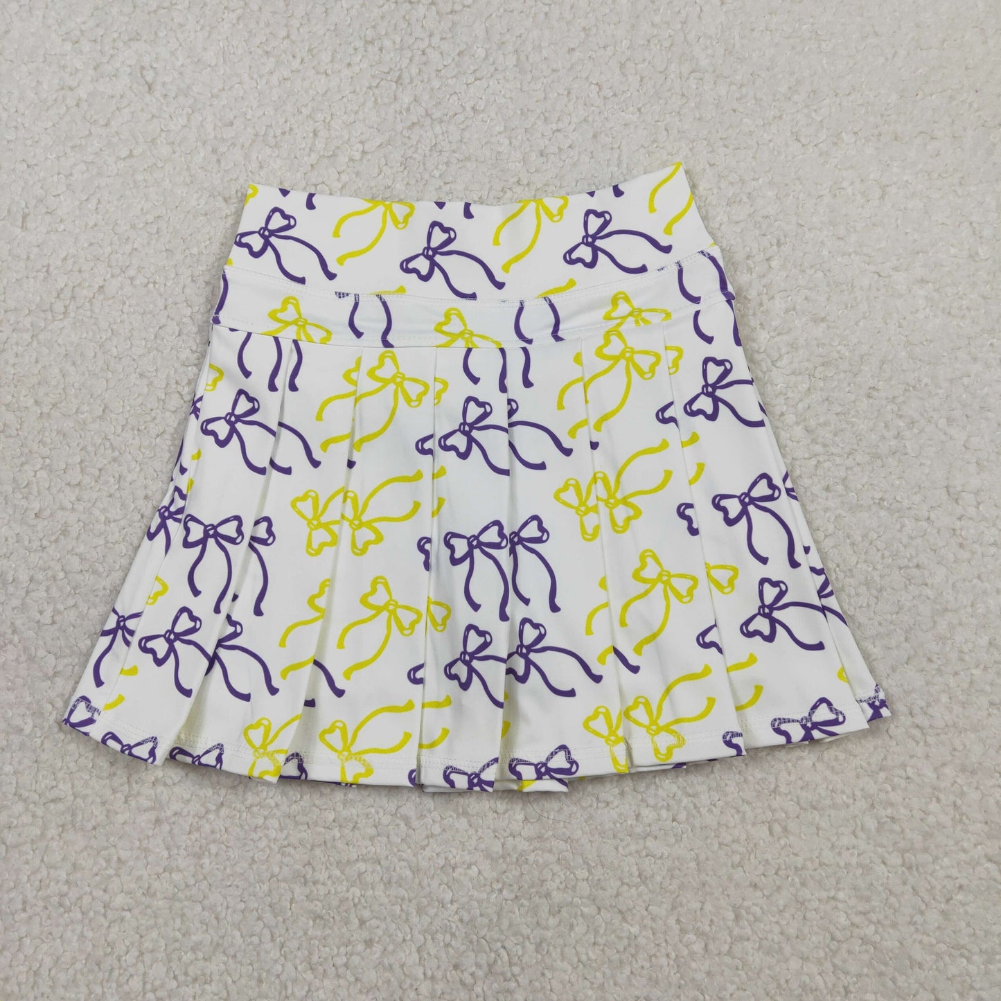 Baby Girls Purple Yellow Bows Yoga Active Pleated Skirt Shorts Bottom