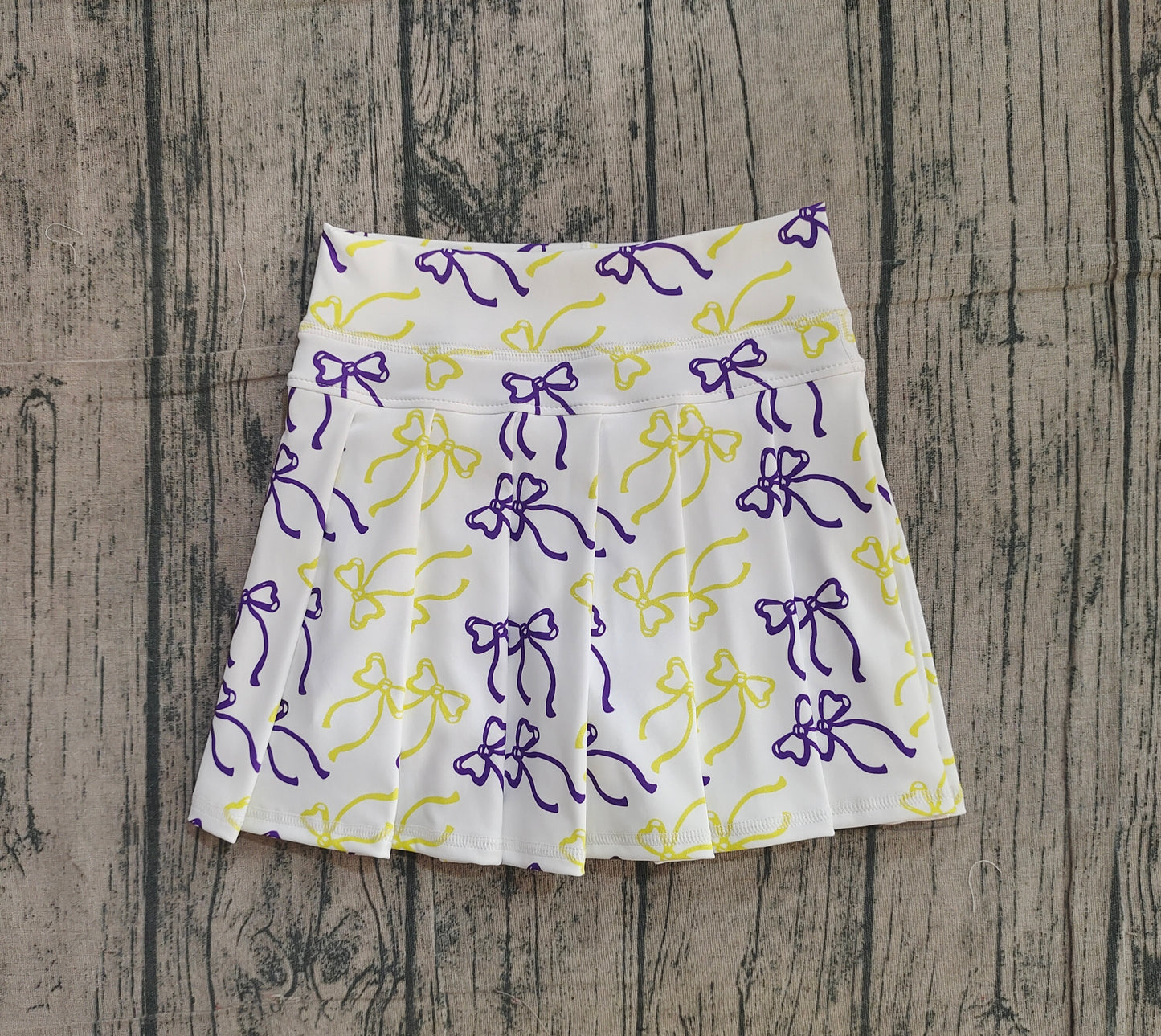 Baby Girls Purple Yellow Bows Yoga Active Pleated Skirt Shorts Bottom