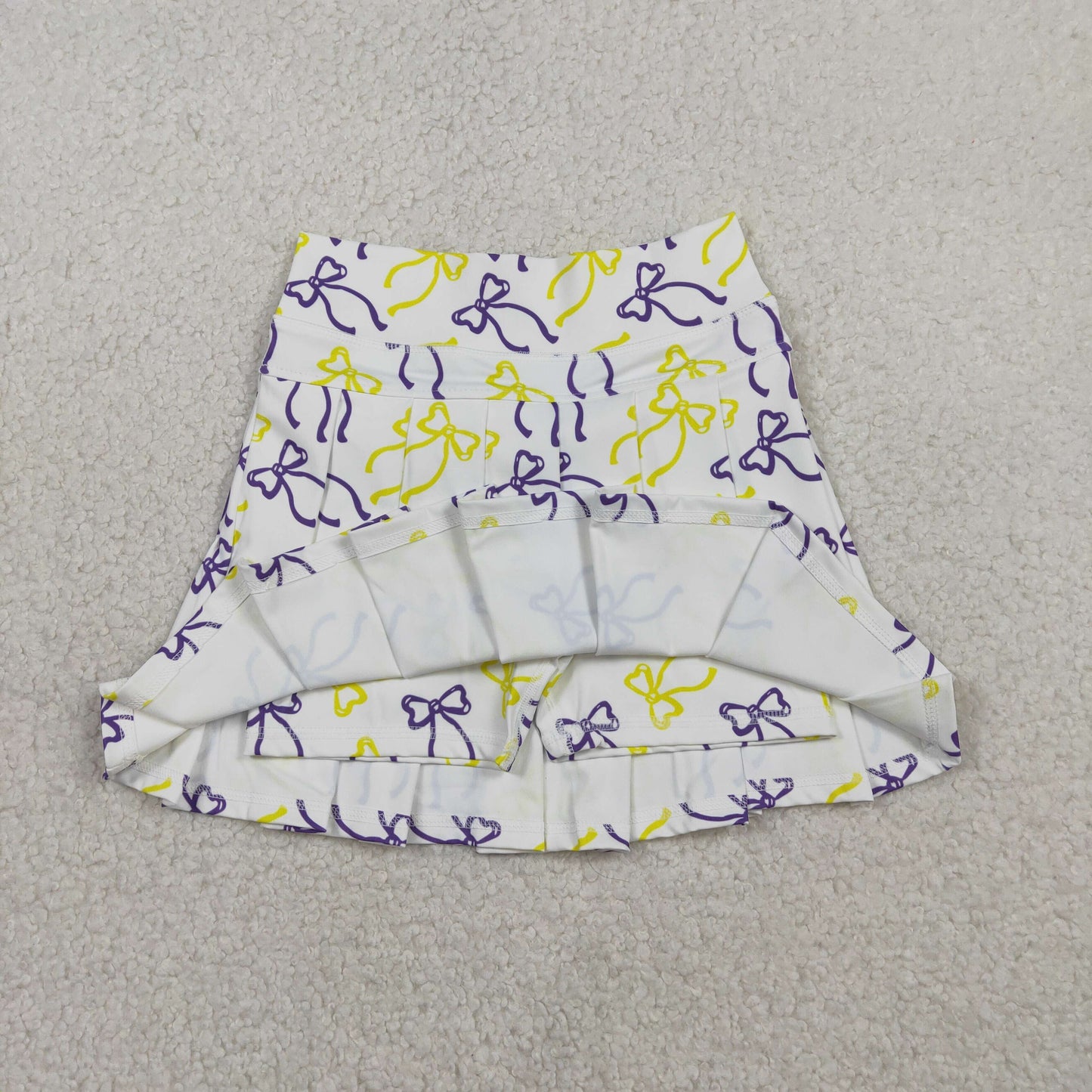 Baby Girls Purple Yellow Bows Yoga Active Pleated Skirt Shorts Bottom