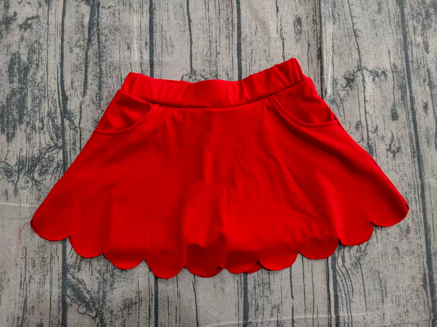 Baby Girls Red Pockets Yoga Active Scallop Skirt Shorts Bottom