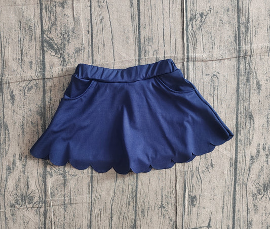 Baby Girls Navy Pockets Yoga Active Scallop Skirt Shorts Bottom Preorder