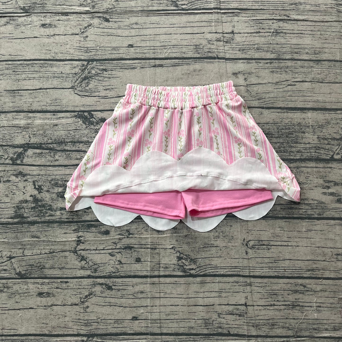 Baby Girls Pink Bows Flowers Stripe Scallop Skirt Shorts Bottom