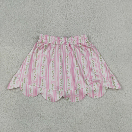 Baby Girls Pink Bows Flowers Stripe Scallop Skirt Shorts Bottom