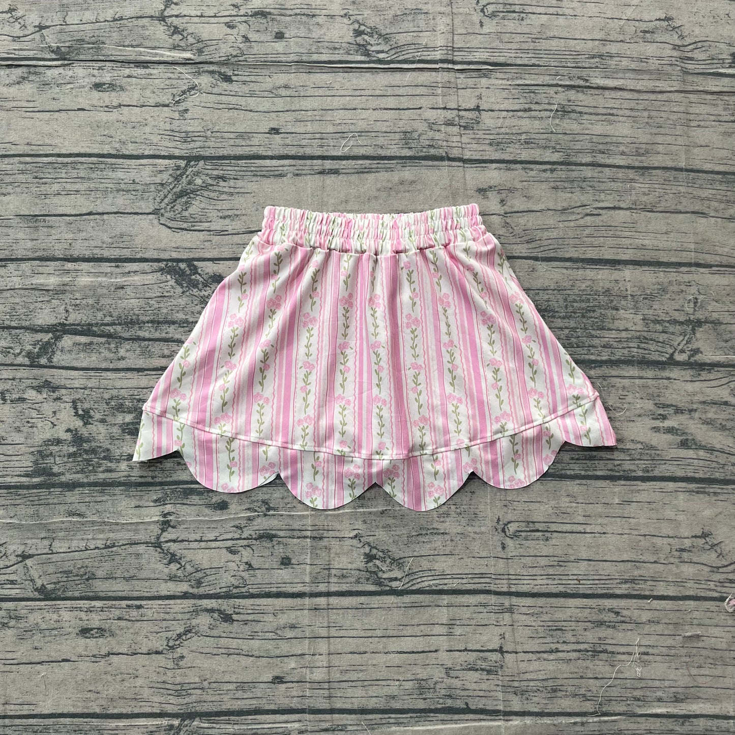 Baby Girls Pink Bows Flowers Stripe Scallop Skirt Shorts Bottom