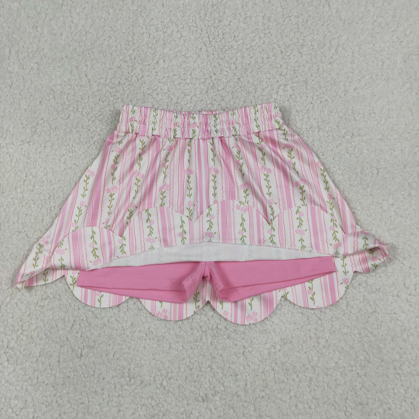 Baby Girls Pink Bows Flowers Stripe Scallop Skirt Shorts Bottom
