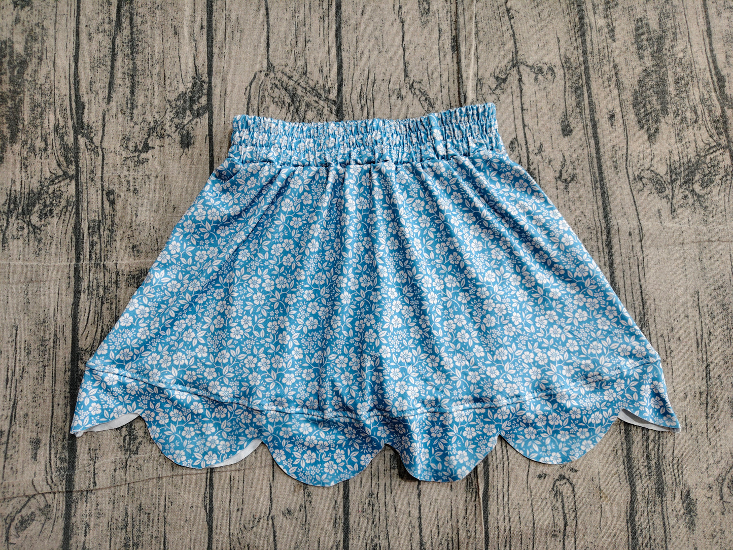 Baby Girls Blue Small Flowers Scallop Skirt Shorts Bottom