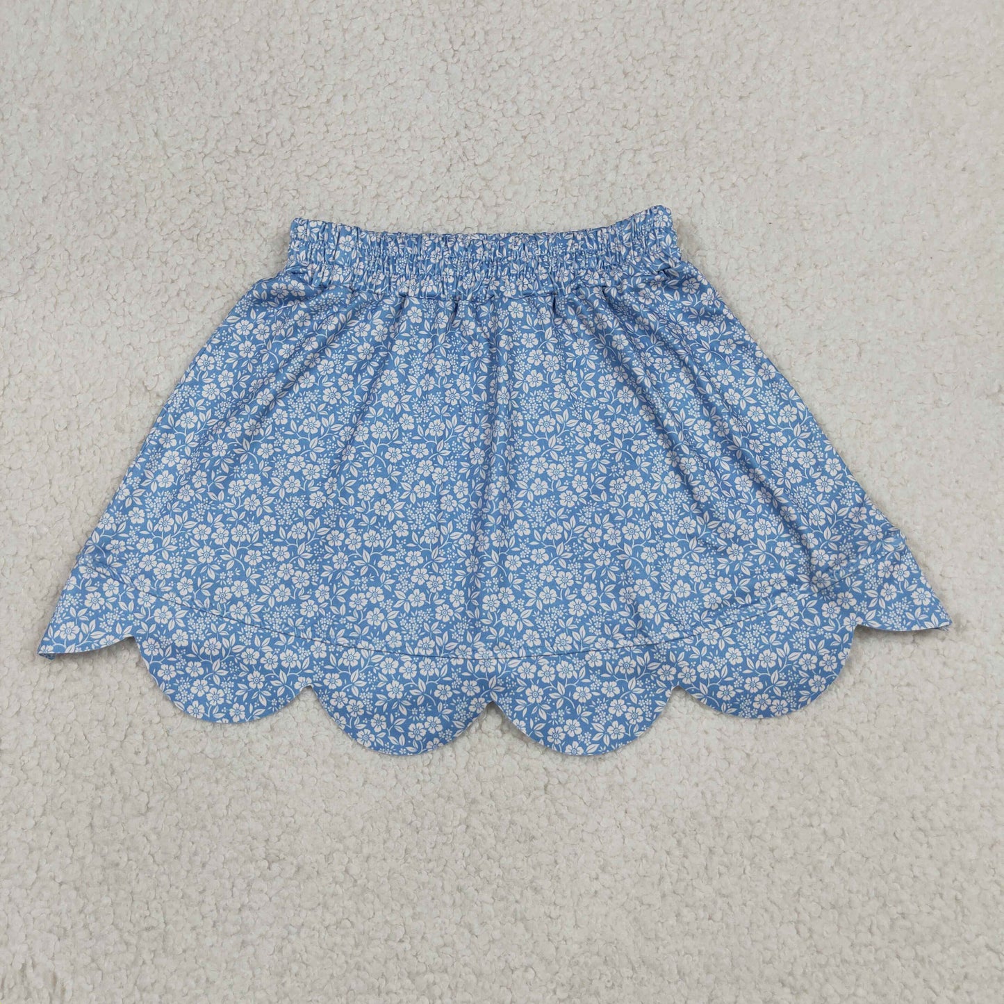 Baby Girls Blue Small Flowers Scallop Skirt Shorts Bottom