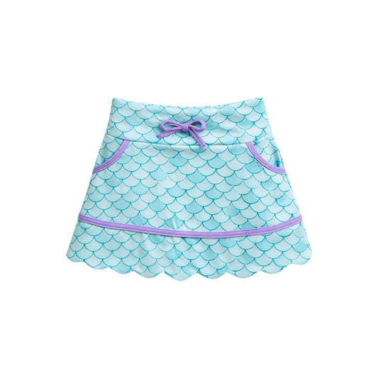 Baby Girls Blue Mermaid Yoga Active Pockets Skirt Shorts Bottom Preorder