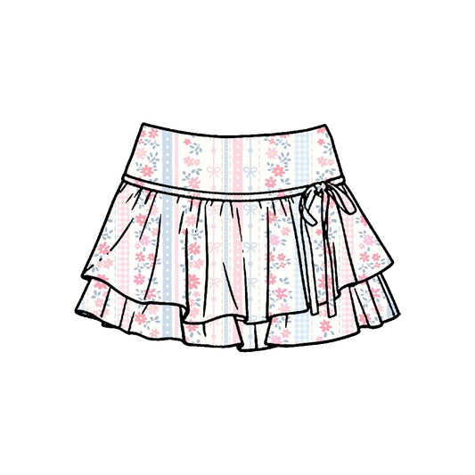 Baby Girls Colorful Flowers Bows Stripe Yoga Active Skirt Shorts Bottom Preorder