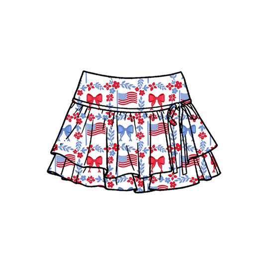 Baby Girls Flowers Flags 4th of July Yoga Active Skirt Shorts Bottom Preorder