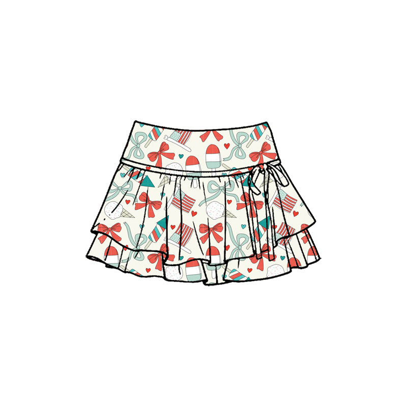 Baby Girls Popsicle Flag Bows 4th of July Yoga Active Skirt Shorts Bottom Preorder
