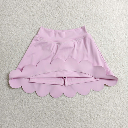 Baby Girls Light Pink Scallop Yoga Active Skirt Shorts Bottom