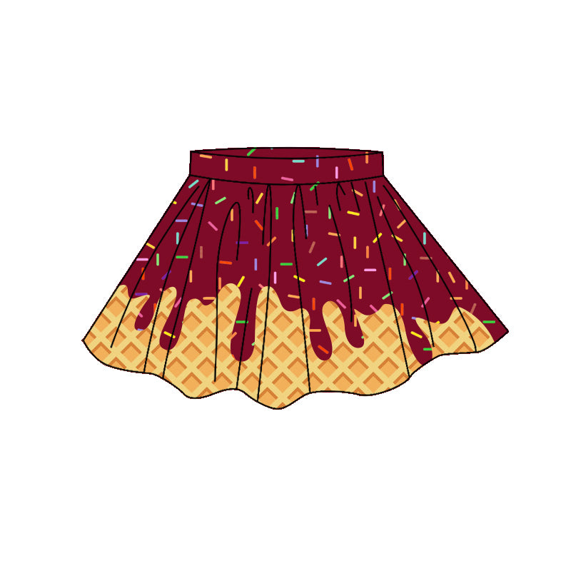 Baby Girls Dark Red Sprinkles Drip Yoga Active Skirt Shorts Bottom Preorder（副本）