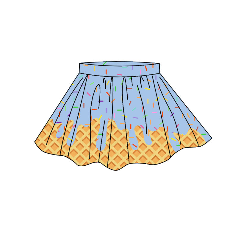 Baby Girls Light Blue Sprinkles Drip Yoga Active Skirt Shorts Bottom Preorder