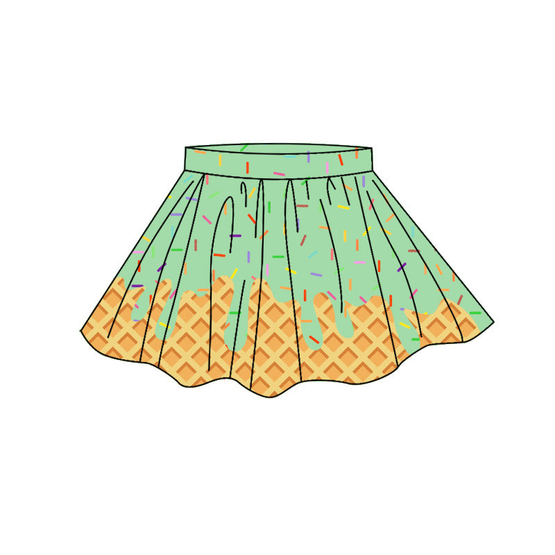 Baby Girls Light Green Sprinkles Drip Yoga Active Skirt Shorts Bottom Preorder