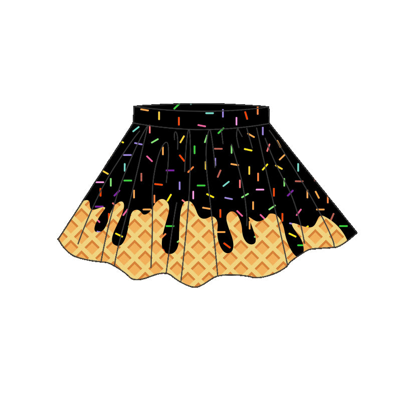 Baby Girls Black Sprinkles Drip Yoga Active Skirt Shorts Bottom Preorder