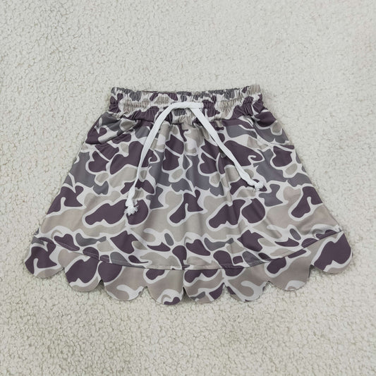 Baby Girls Southern Grey Camo Scallop Pockets Skirt Shorts Bottom