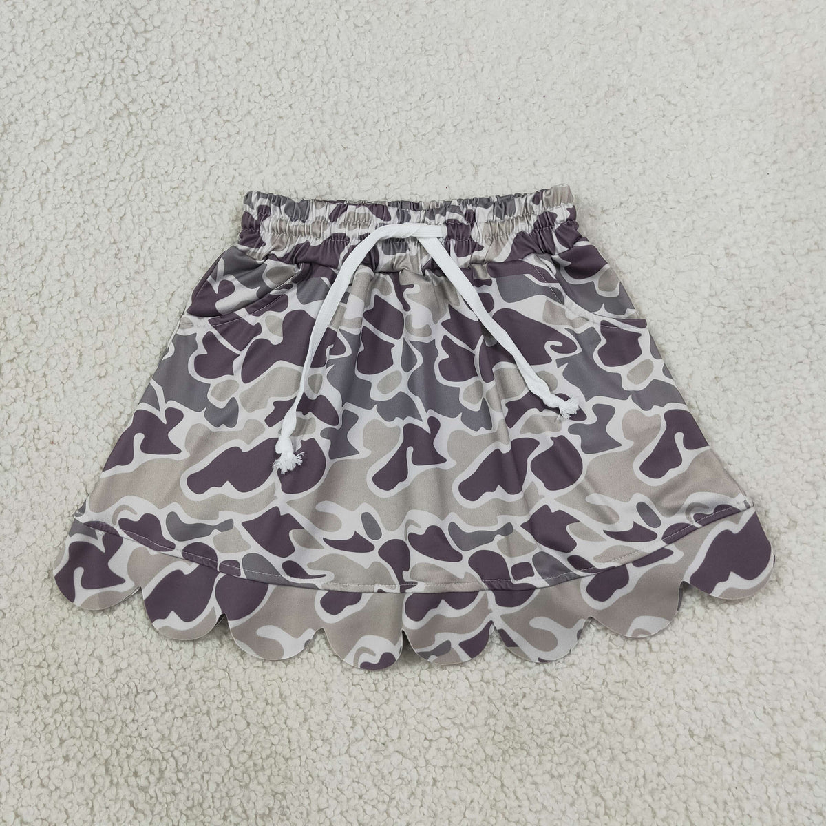 Sibling Baby Girls Long Sleeve Southern Camo Shirts Top Skirt Short Scallop Clothes Sets