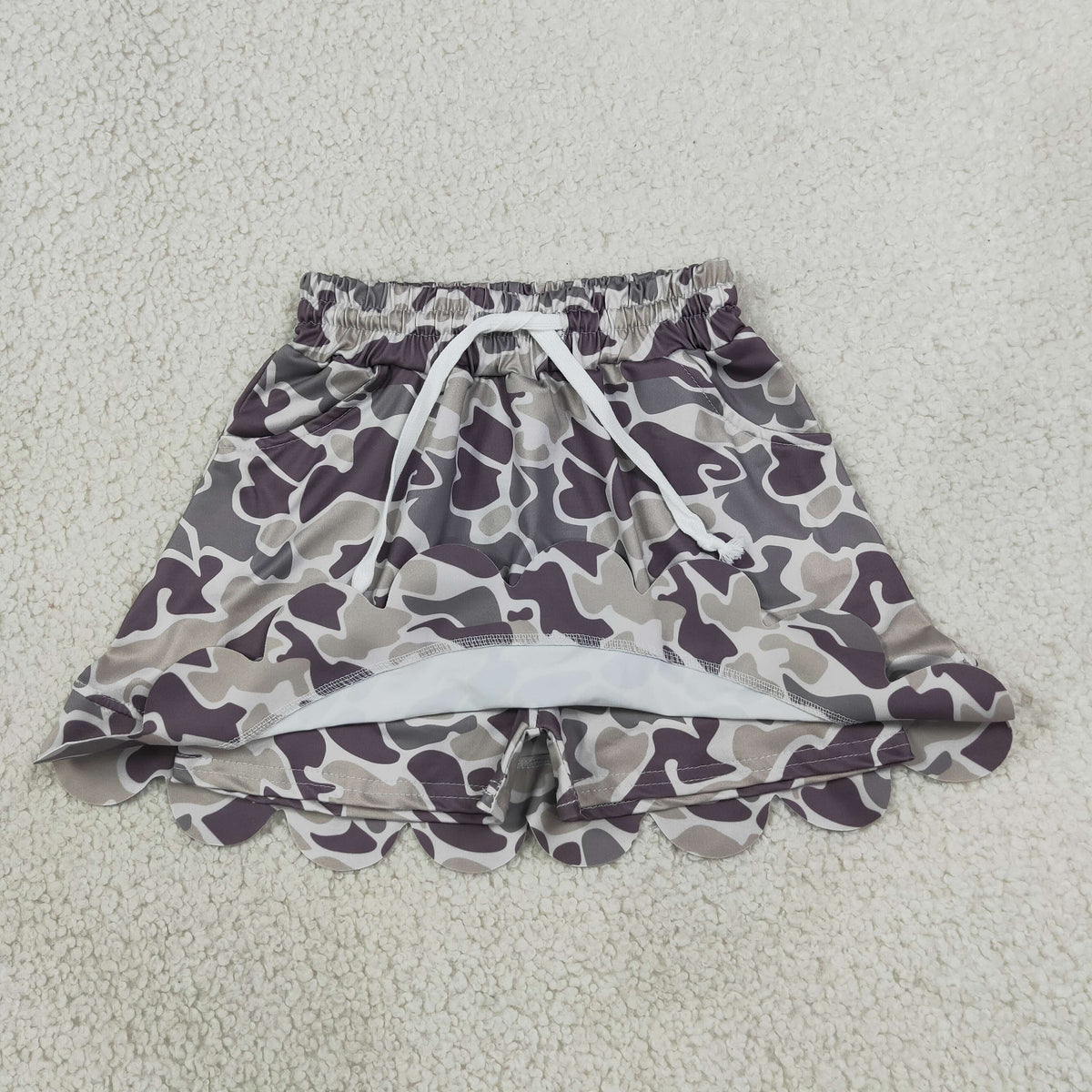 Sibling Baby Girls Long Sleeve Southern Camo Shirts Top Skirt Short Scallop Clothes Sets