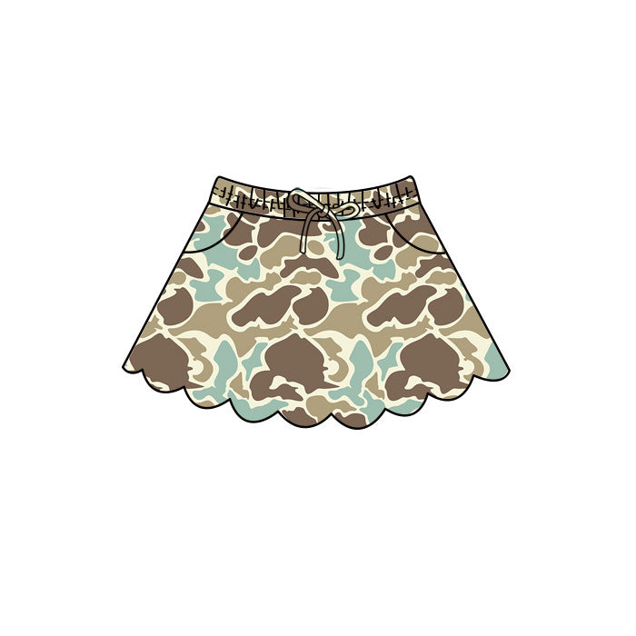 Baby Girls Southern Khaki Camo Scallop Pockets Skirt Shorts Bottom Preorder
