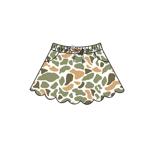 Baby Girls Southern Yellow Camo Scallop Pockets Skirt Shorts Bottom Preorder