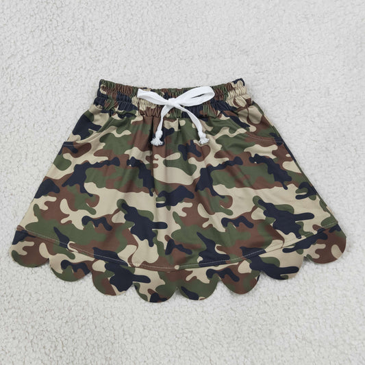 Baby Girls Southern Green Camo Scallop Pockets Skirt Shorts Bottom