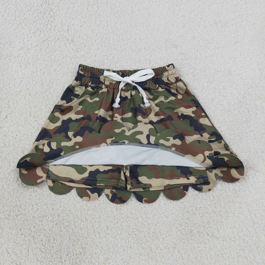 Baby Girls Southern Green Camo Scallop Pockets Skirt Shorts Bottom