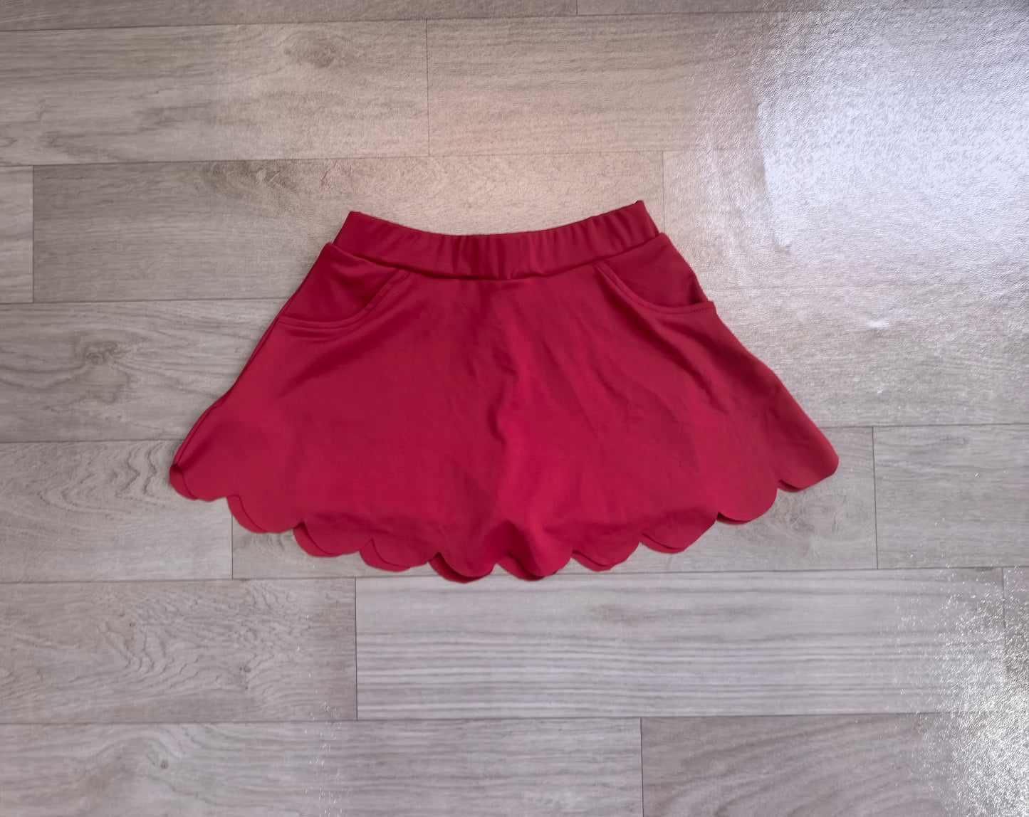 Baby Girls Maroon Scallop Yoga Active Skirt Shorts Bottom Preorder