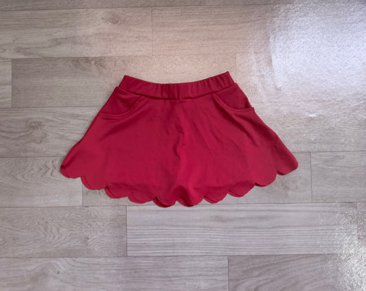 Baby Girls Maroon Scallop Yoga Active Skirt Shorts Bottom Preorder