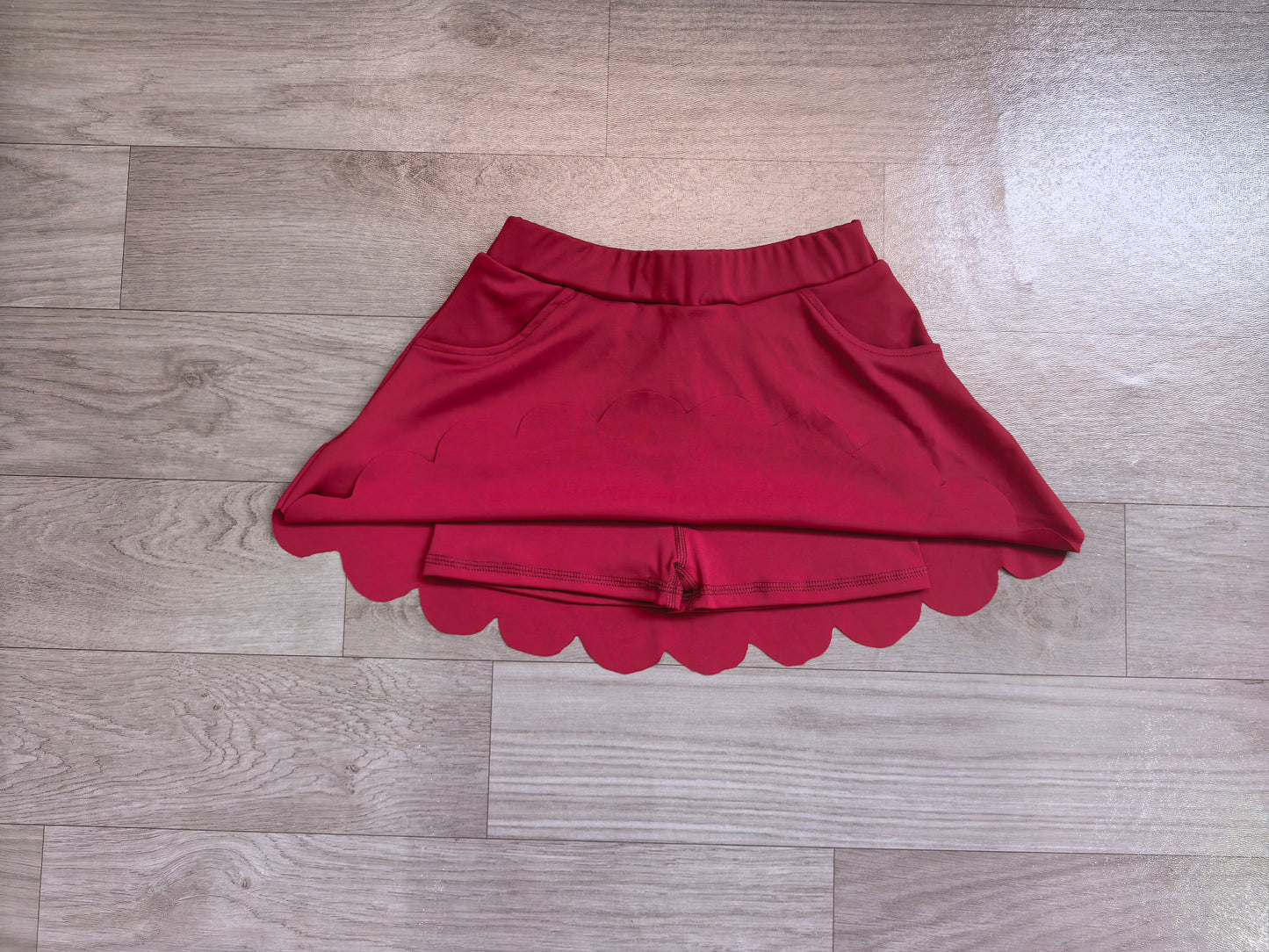 Baby Girls Maroon Scallop Yoga Active Skirt Shorts Bottom Preorder