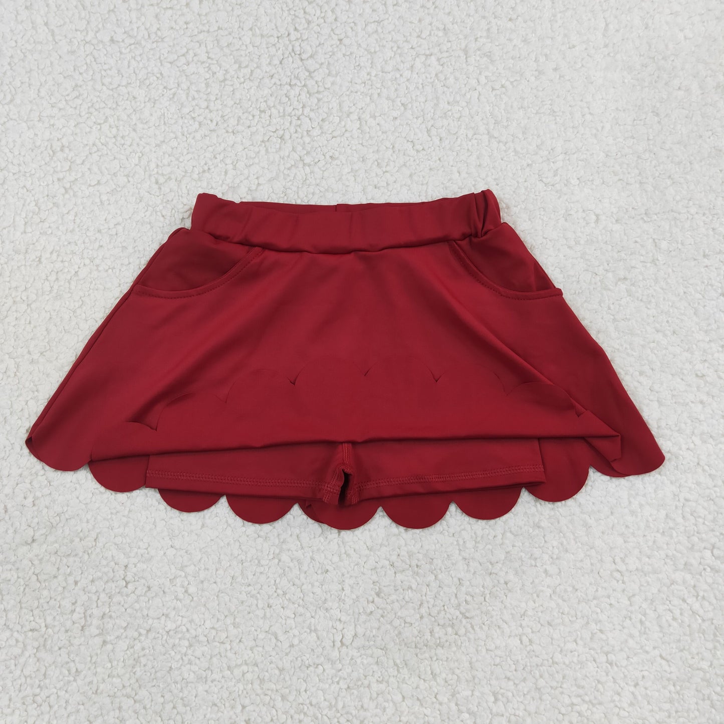 Baby Girls Maroon Scallop Yoga Active Skirt Shorts Bottom