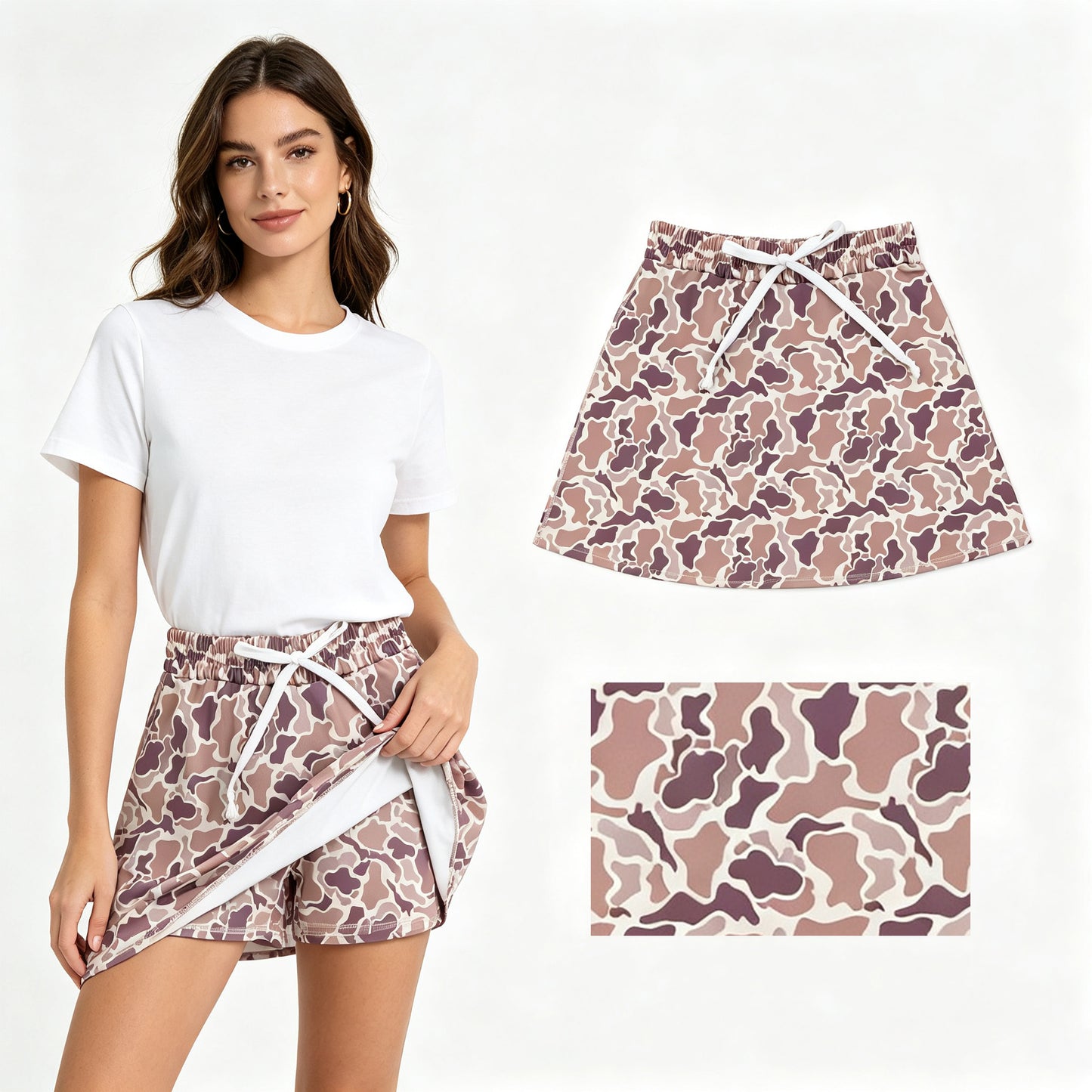 Adult Women Southern Khaki Camo Yoga Active Skirt Short Bottom