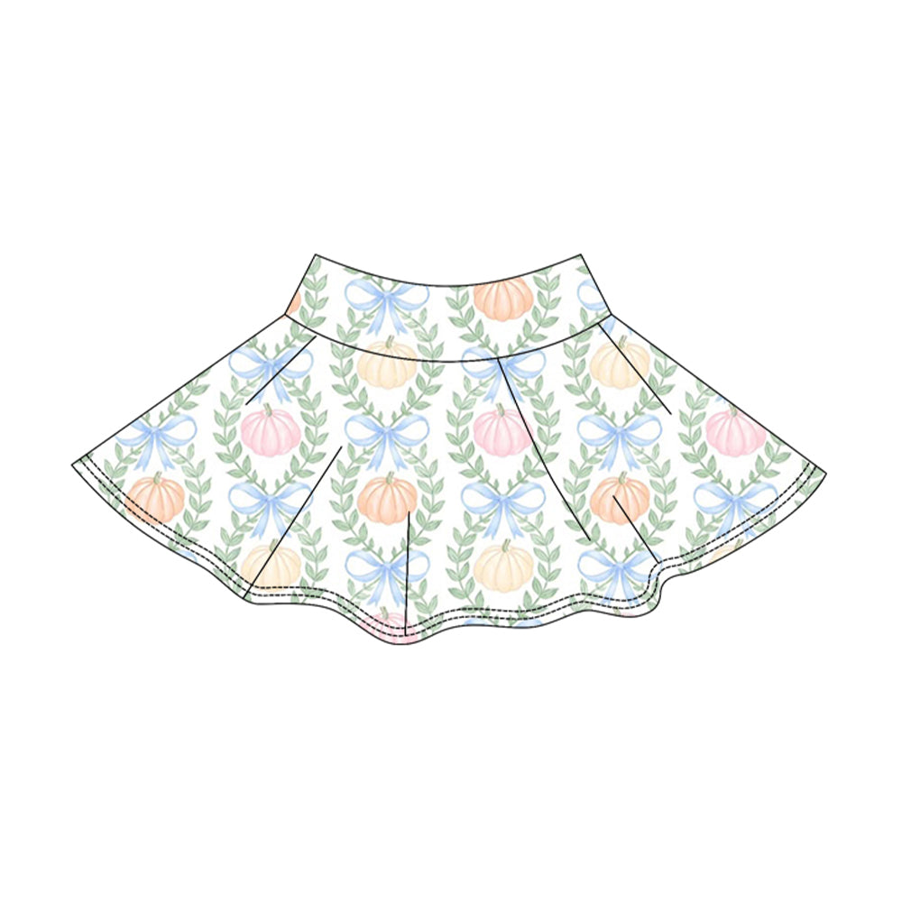 Baby Girls Colorful Pumpkins Bows Checked Fall Yoga Active Skirt Shorts Bottom Preorder