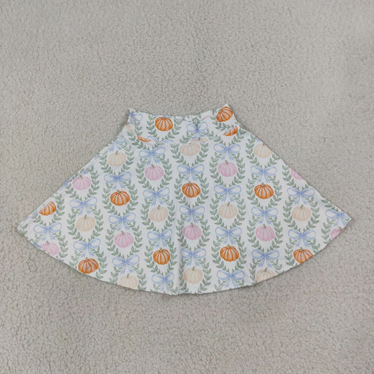 Baby Girls Colorful Pumpkins Bows Checked Fall Yoga Active Skirt Shorts Bottom