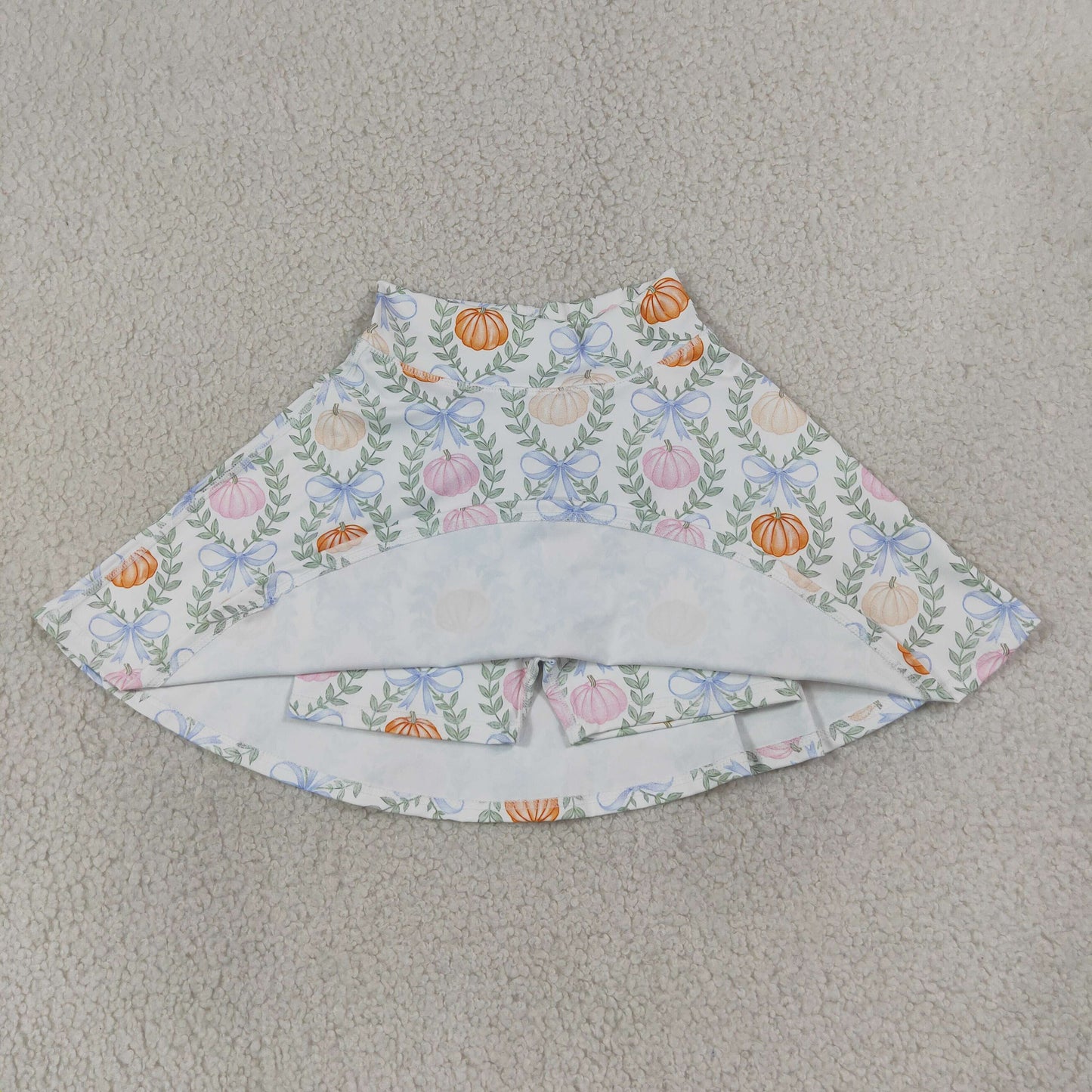 Baby Girls Colorful Pumpkins Bows Checked Fall Yoga Active Skirt Shorts Bottom
