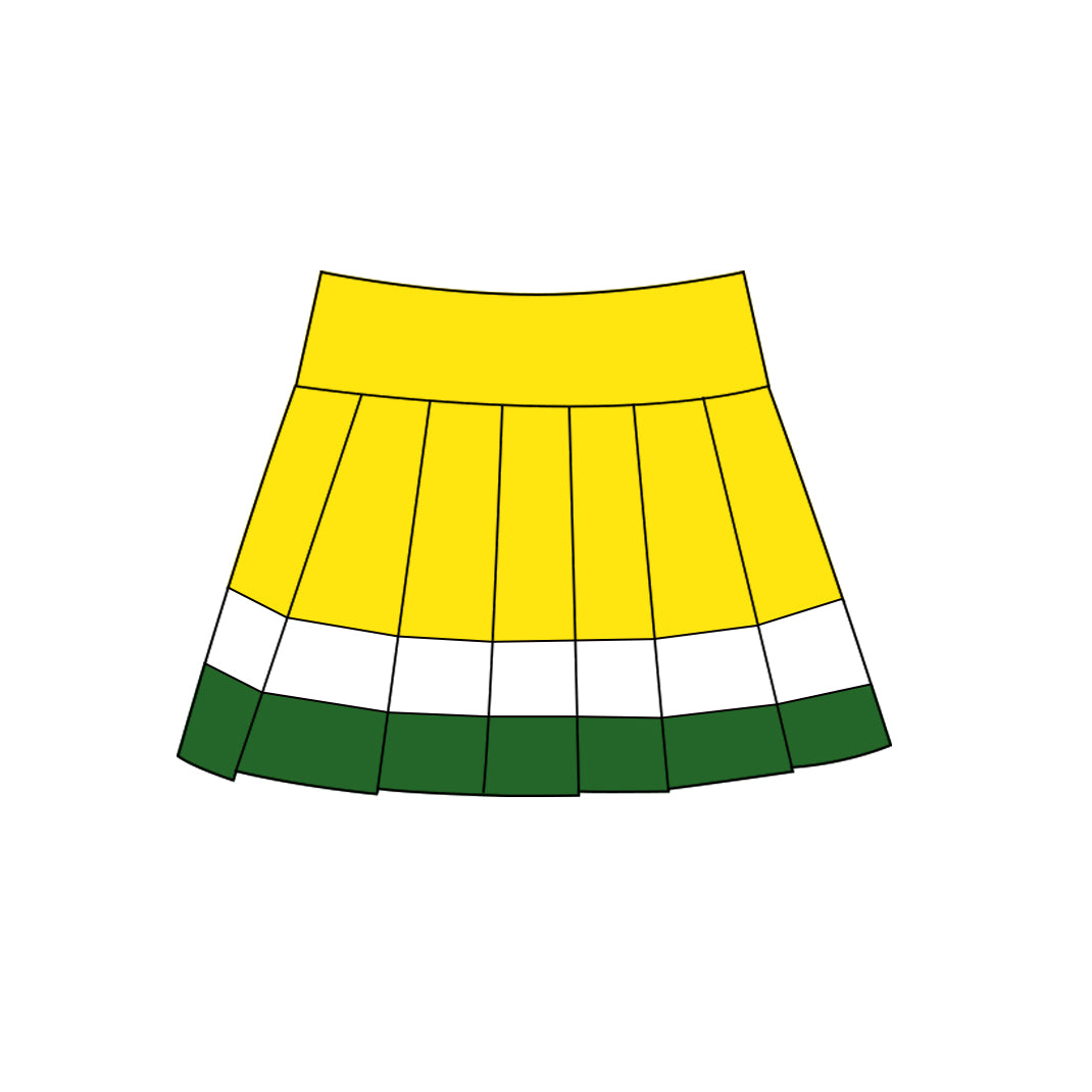 Preorder moq 5 Baby Girls Yellow Green Stripe Yoga Active Pleated Skirt Short Bottoms